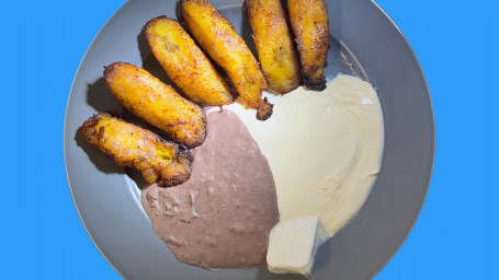 3. Fried Plantain, Beans, Cream, Cheese And 2 Tortillas