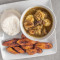 Ayamase Stew Served With White Rice, Boiled Eggs Plantains