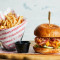 Cajun Spiced Chicken Burger And Fries Crispy